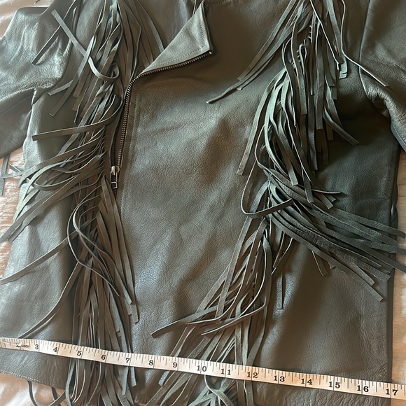 NWOT Cleobella cropped leather fringe jacket in seafoam - Picture 11 of 13